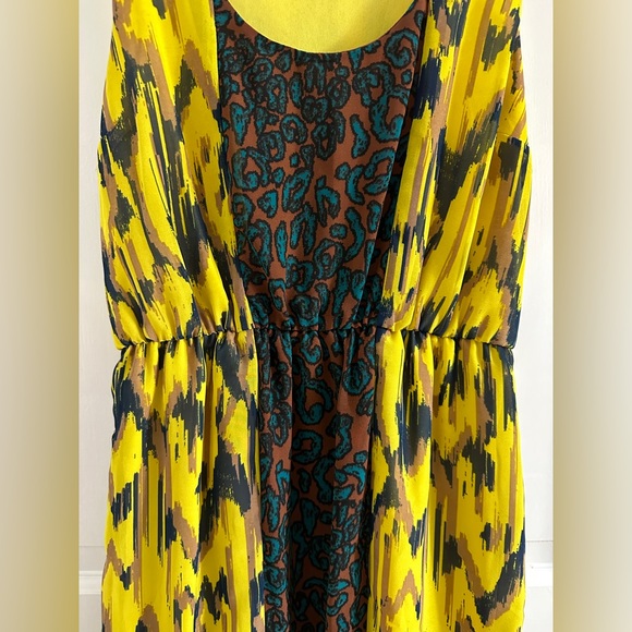 STARING AT STARS ANTHROPOLOGIE Yellow Cheetah Colorful Print Racerback Dress - Picture 2 of 3